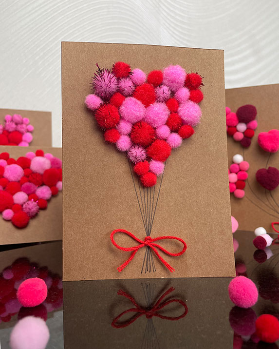 Bommel DIY-Herz-Karten Luftballon-Herz Bommel DIY-Herz-Karten Luftballon-Herz
