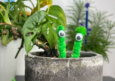 DIY Blumenmonster grün Doppelauge