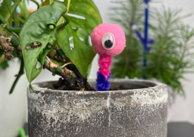 DIY Blumenmonster pink mehrfarbiger Stiel